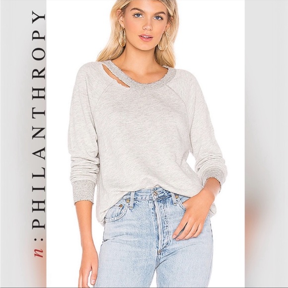 n:PHILANTHROPY Tops - NWOT n:PHILANTHROPY gray distressed sweatshirt